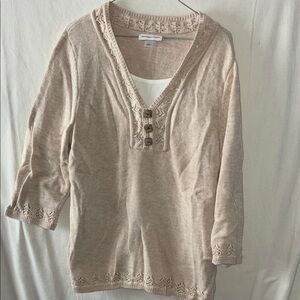 Christopher & Banks Beige Knit Blouse